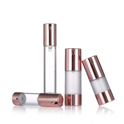 럭셔리 로즈 골드 공기 없는 펌프 병 15-20ml 둥근 공기 없는 로션 병 혈청 병