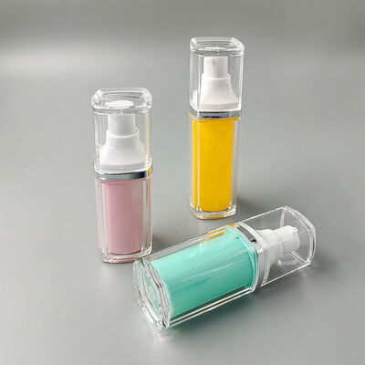 핫 세일 도매 공장 고품질 15ml 30ml 50ml 사각 이중층 진공 병 (개인 위생 용품용)