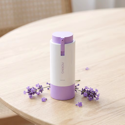 재활용 가능한 개인 레이블 15ml 30ml 50ml 둥근 모양 사용자 지정 분홍 보라색 색 공기 없는 ABS 로션 병