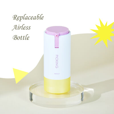 재활용 가능한 개인 레이블 15ml 30ml 50ml 둥근 모양 사용자 지정 분홍 보라색 색 공기 없는 ABS 로션 병