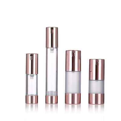 럭셔리 로즈 골드 공기 없는 펌프 병 15-20ml 둥근 공기 없는 로션 병 혈청 병