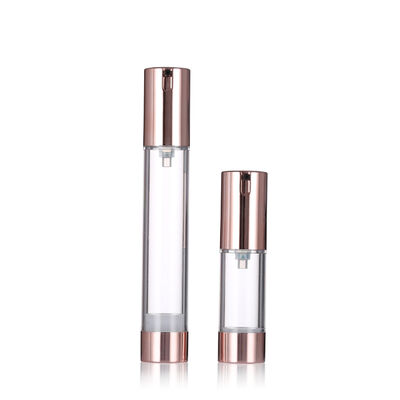 럭셔리 로즈 골드 공기 없는 펌프 병 15-20ml 둥근 공기 없는 로션 병 혈청 병