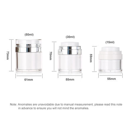백색 크림 플라스틱 공기 없는 펌프 병 로션 얼굴 정화제 및 피부 관리 세럼 50ml/100ml/150ml 스크린 인쇄