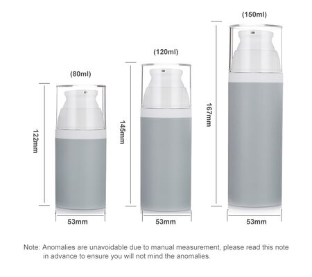 회색 80ml 공기 없는 펌프 병 3 사이즈 옵션 플라스틱 공기 없는 병 화장품용